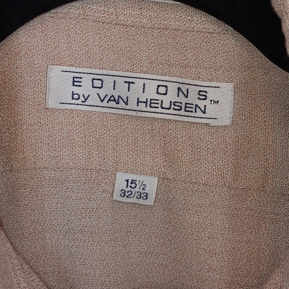 Editions By Van Heusen Men's 15 1/2 (32/33) Tan Dress Shirt Button Down - Picture 3 of 5